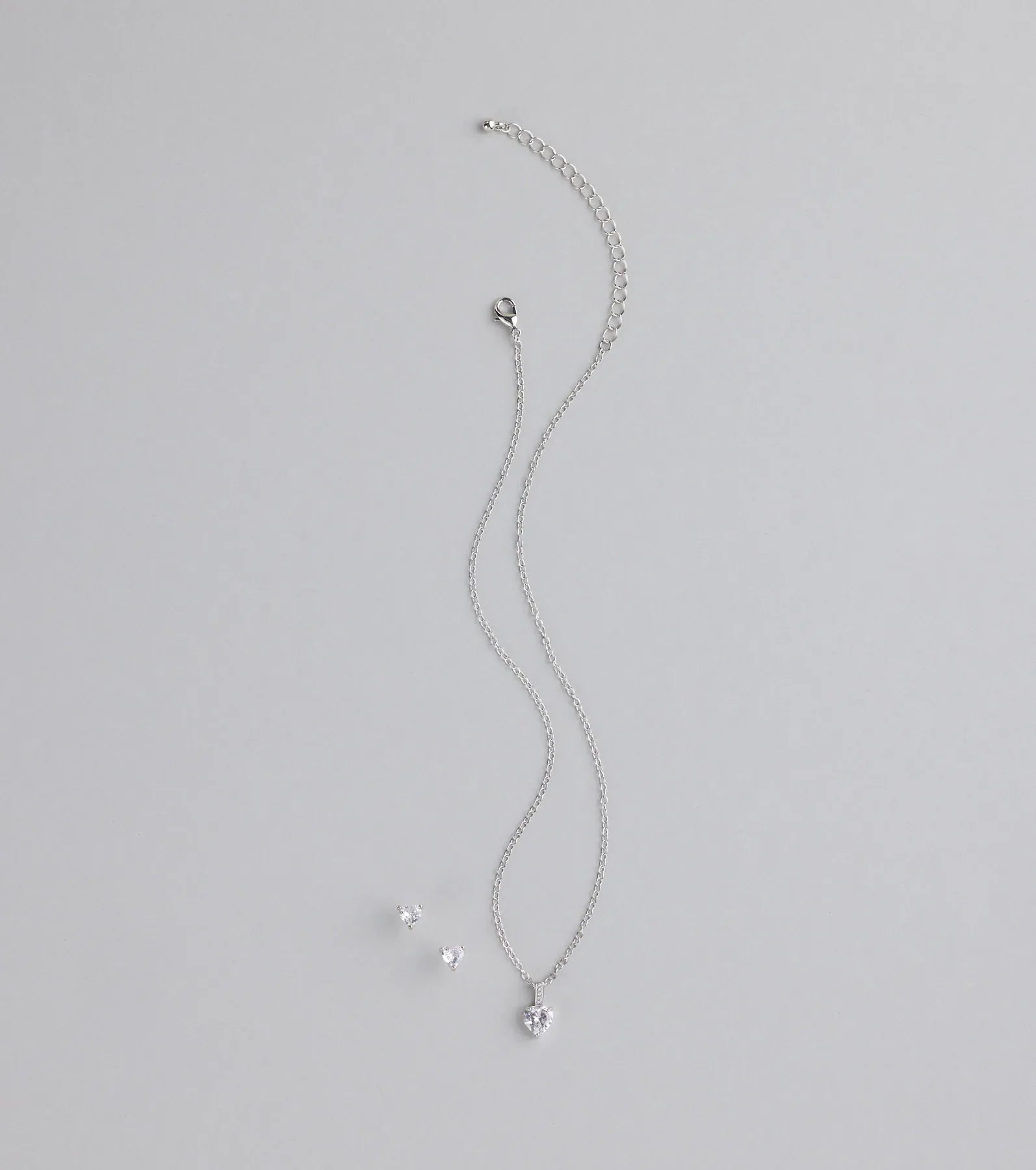 Sweet Talk Sparkle Heart Necklace And Stud Set