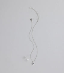 Sweet Talk Sparkle Heart Necklace And Stud Set