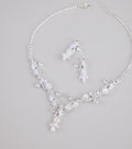 Statement Glow Rhinestone Necklace And Earrings Set
