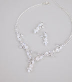 Statement Glow Rhinestone Necklace And Earrings Set