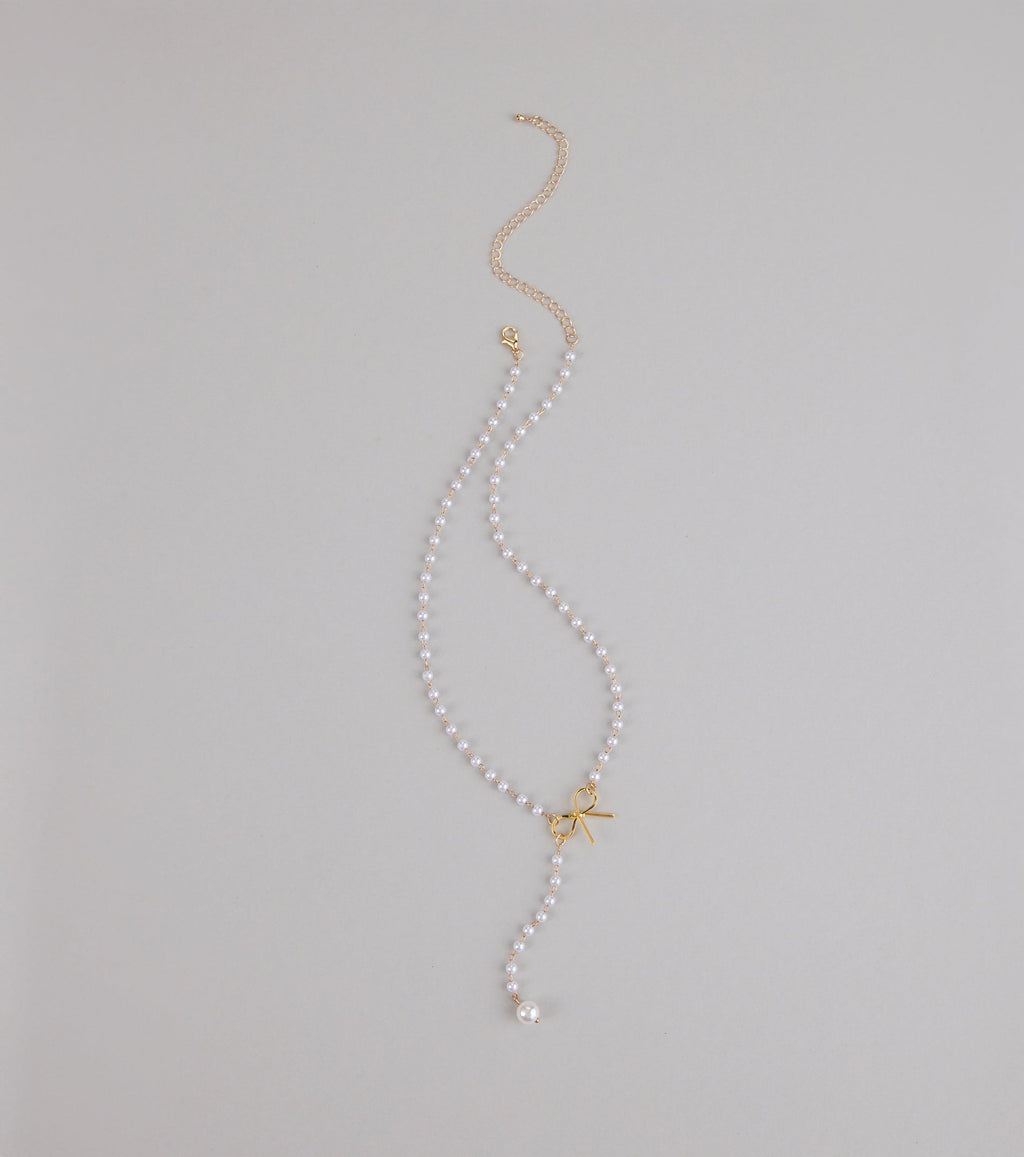 Pretty Please Bow and Pearl Necklace