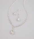 Crown Jewel Teardrop Necklace And Earrings Set