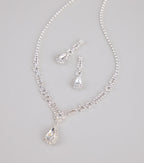 Crown Jewel Teardrop Necklace And Earrings Set
