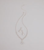 Crown Jewel Teardrop Necklace And Earrings Set