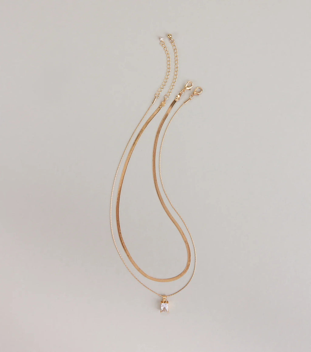 Glow Moment Layered Rhinestone Necklace