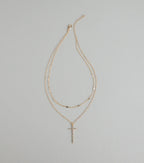 Glam Energy Layered Cross Chain Necklace