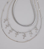 Set The Vibe Cross Charm Layered Necklace