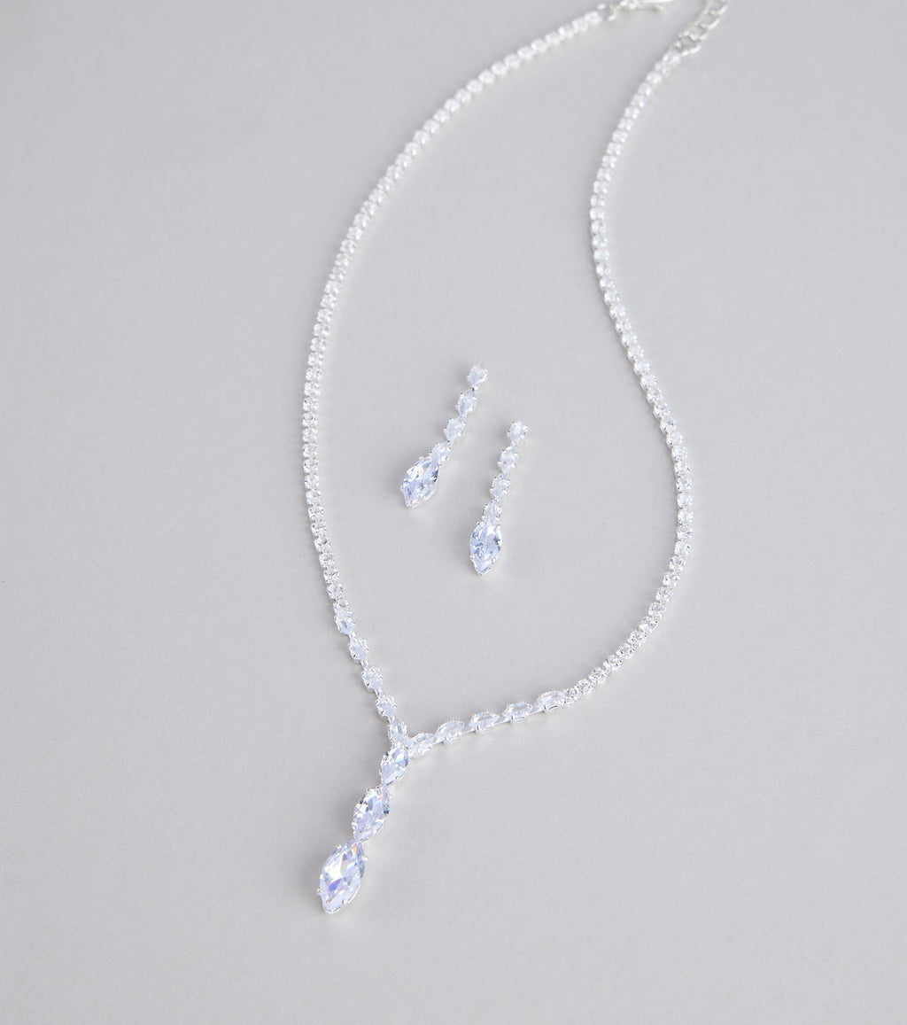 Instant Glam Rhinestone Necklace And Earrings Set
