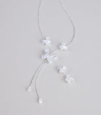 Forever Flutter Rhinestone Necklace And Earrings Set