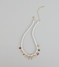 Sweet And Playful Charm Faux Pearl Necklace