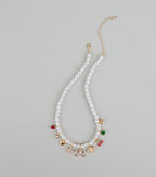 Sweet And Playful Charm Faux Pearl Necklace