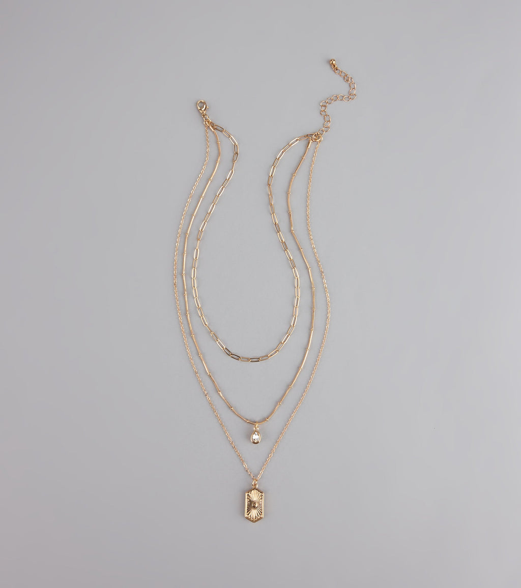 Stacked Up Layered Chain Charm Necklace