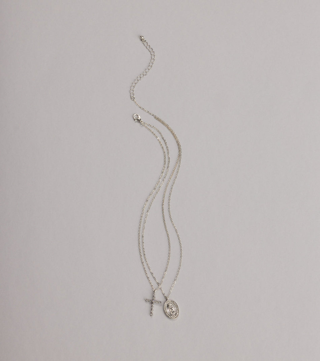 Dainty Blessings Cross Pendant Necklace