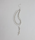 Saintly Chic Pearl And Rhinestone Cross Necklace