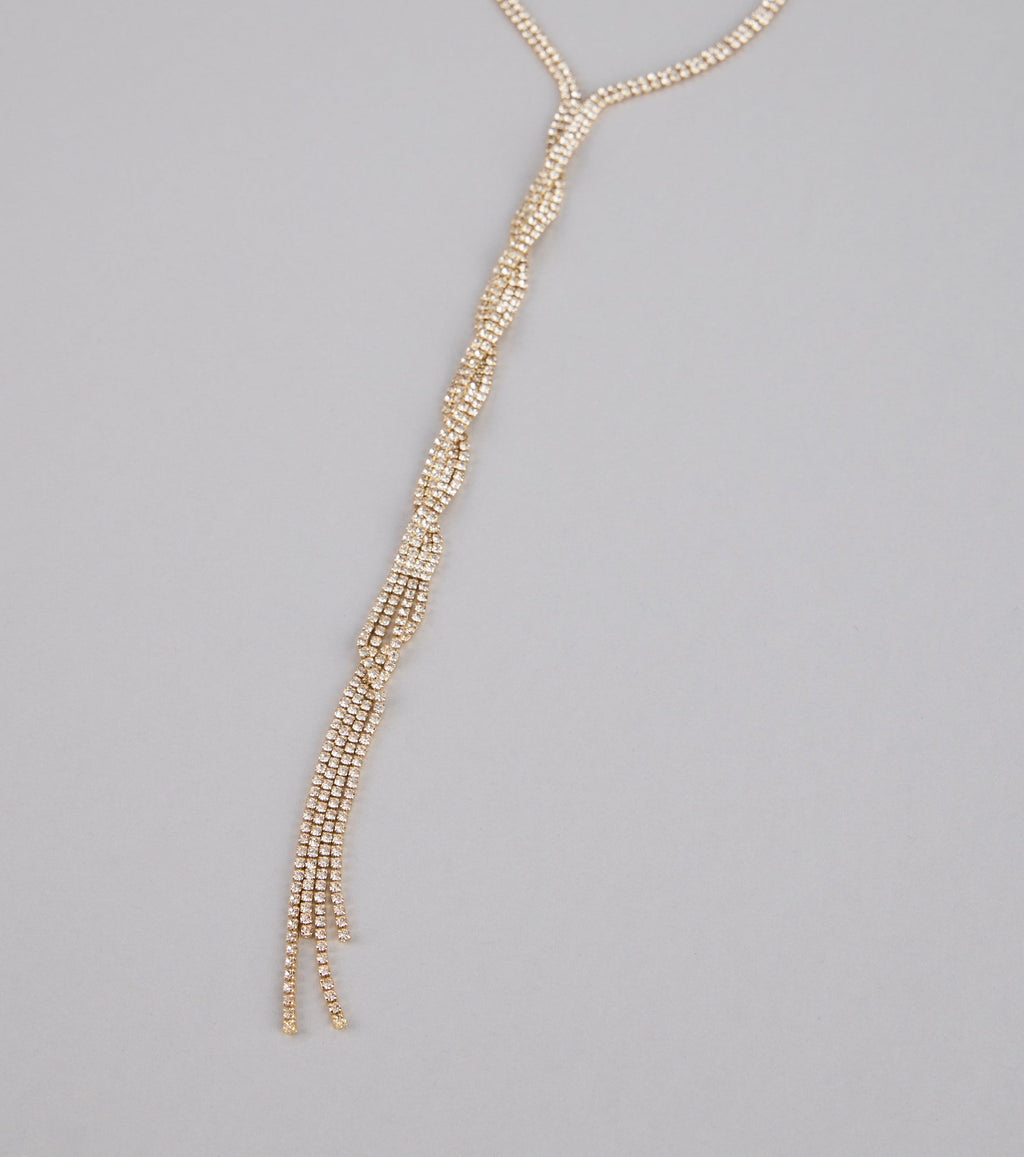 Endless Sparkle Rhinestone Twisted Lariat Necklace