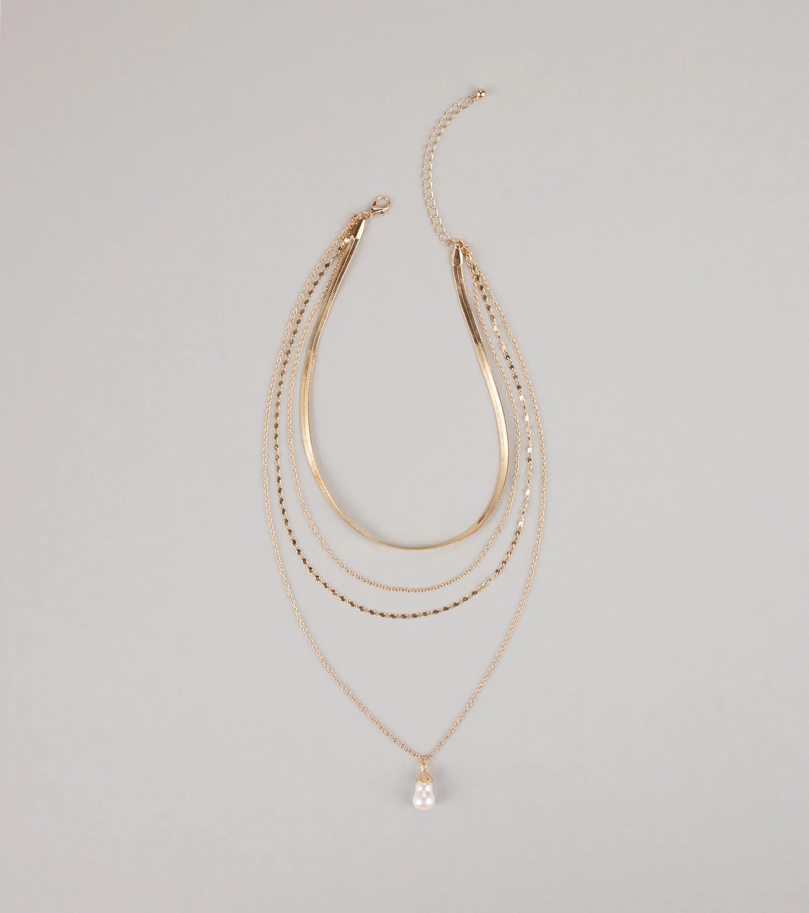 Layered Up Pearl Charm Chain Necklace