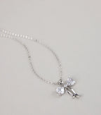 Pretty And Polished Cubic Zirconia Bow Necklace
