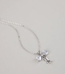 Pretty And Polished Cubic Zirconia Bow Necklace