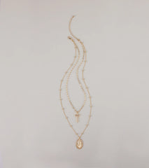 Divine Layers Cross Pendant Chain Necklace