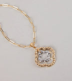 Stay Lucky Clover Charm Paperclip Chain Necklace