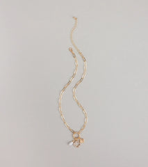 Good Luck Clover And Pearl Charm Necklace