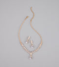Shine Check Rhinestone Necklace And Earrings Set