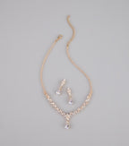 Shine Check Rhinestone Necklace And Earrings Set