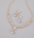 Shine Check Rhinestone Necklace And Earrings Set