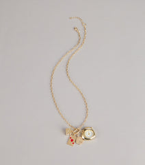 Lucky Timing Watch Charm Statement Necklace