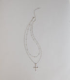Divinely Draped Dainty Layered Cross Necklace