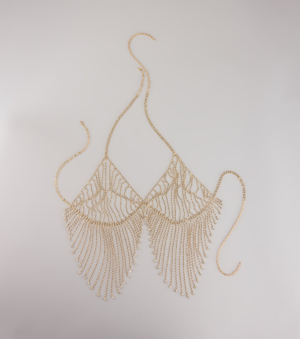 Goddess Drip Rhinestone Bra Chain Necklace