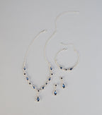 Sapphire Shine Necklace And Earrings Set