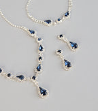 Sapphire Shine Necklace And Earrings Set
