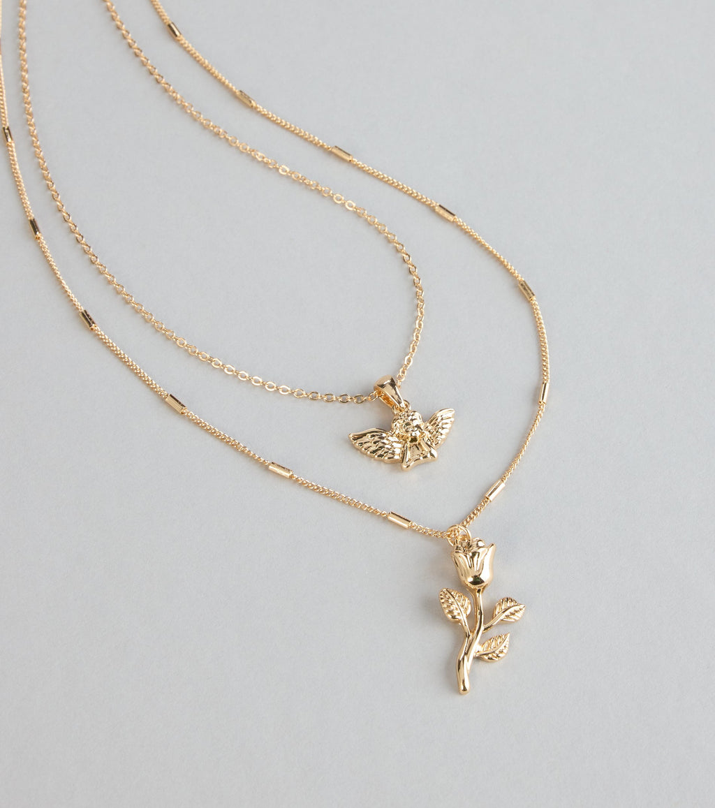 Heaven Sent Rose Charm Necklace