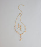 Sparkle In Bloom Rhinestone Leaf Necklace And Earrings Set