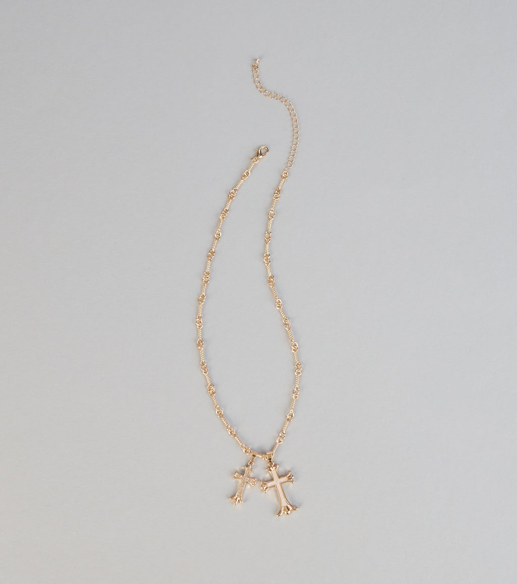 Layered Faith Double Cross Necklace