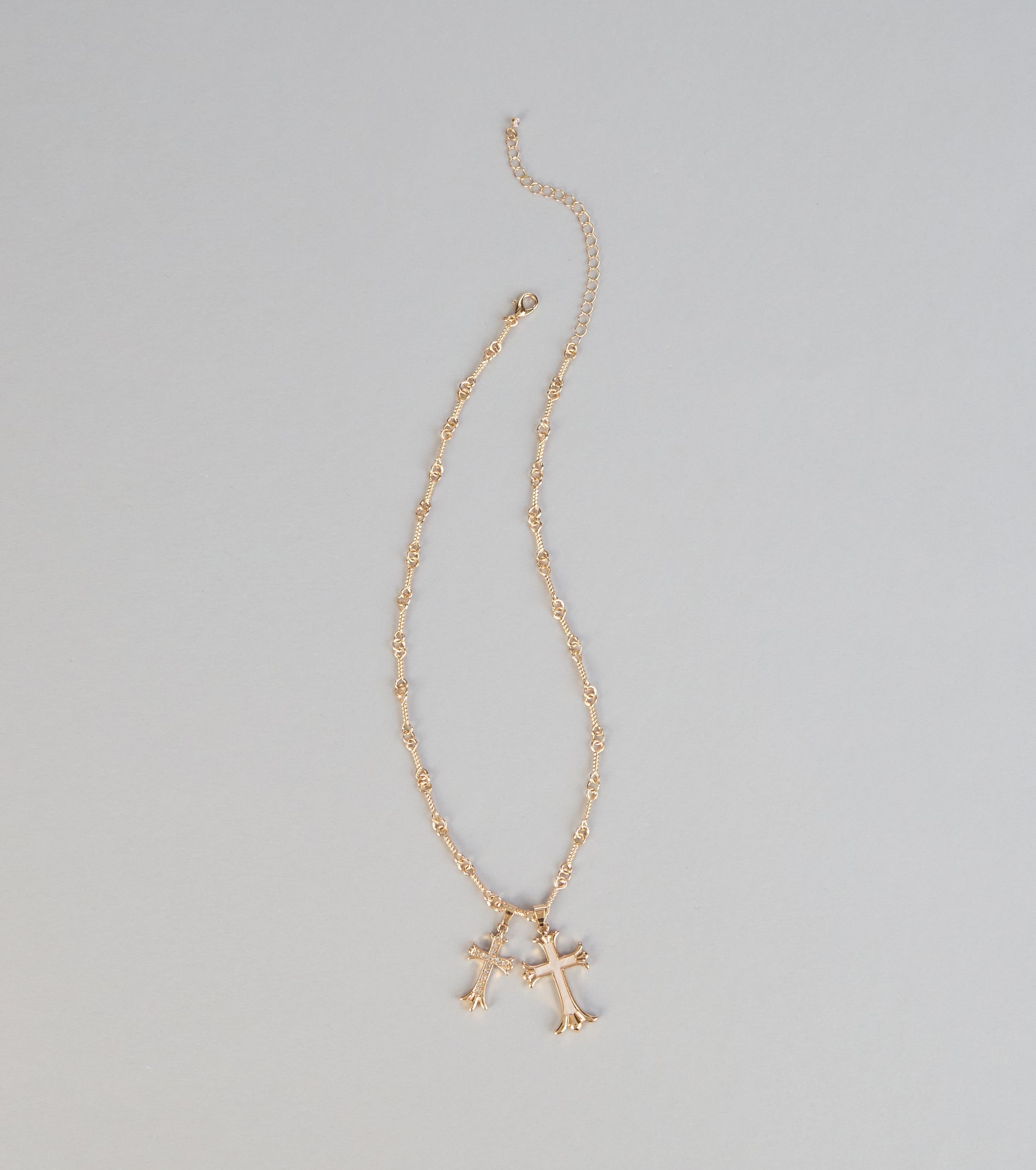 Layered Faith Double Cross Necklace