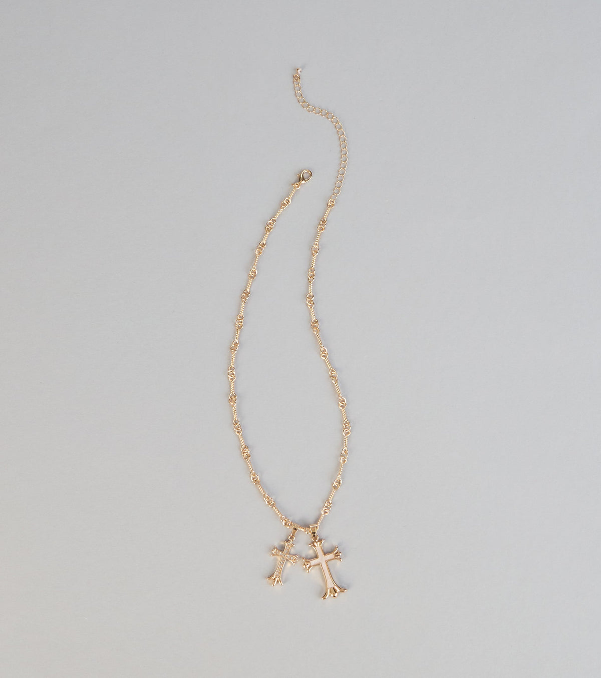 Layered Faith Double Cross Necklace