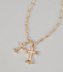 Layered Faith Double Cross Necklace