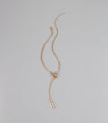 Glimmer Cue Rhinestone Lariat Necklace