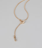 Glimmer Cue Rhinestone Lariat Necklace