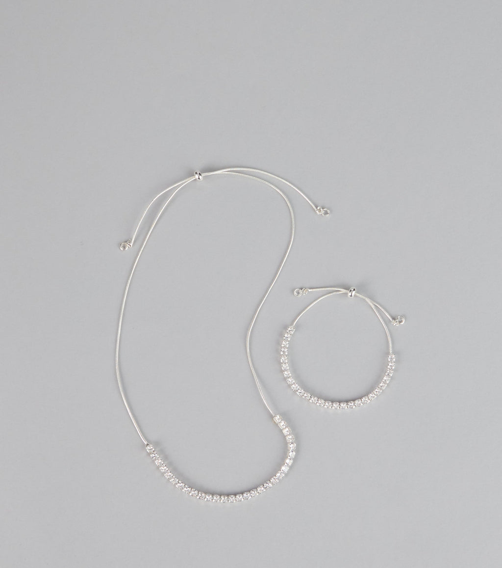 Chic Compliments Cubic Zirconia Necklace And Bracelet Set
