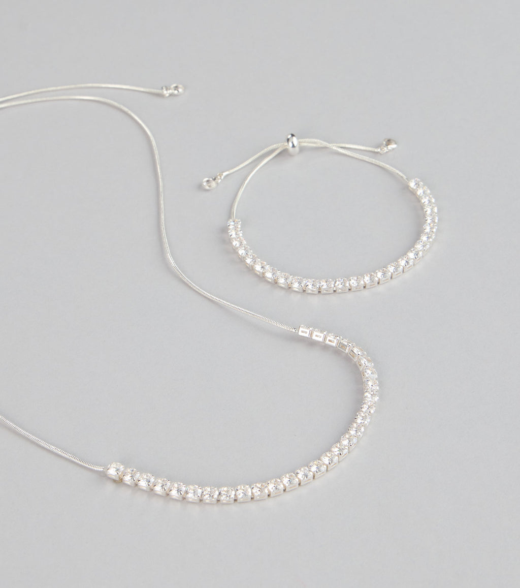 Chic Compliments Cubic Zirconia Necklace And Bracelet Set