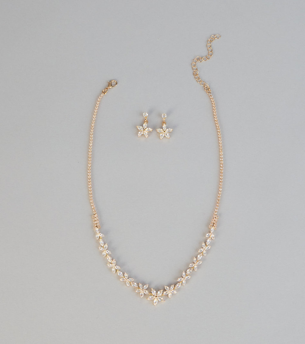 Blooming in Sparkle Floral Jewelry Set