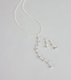 Crystal Drip Necklace And Earrings Set
