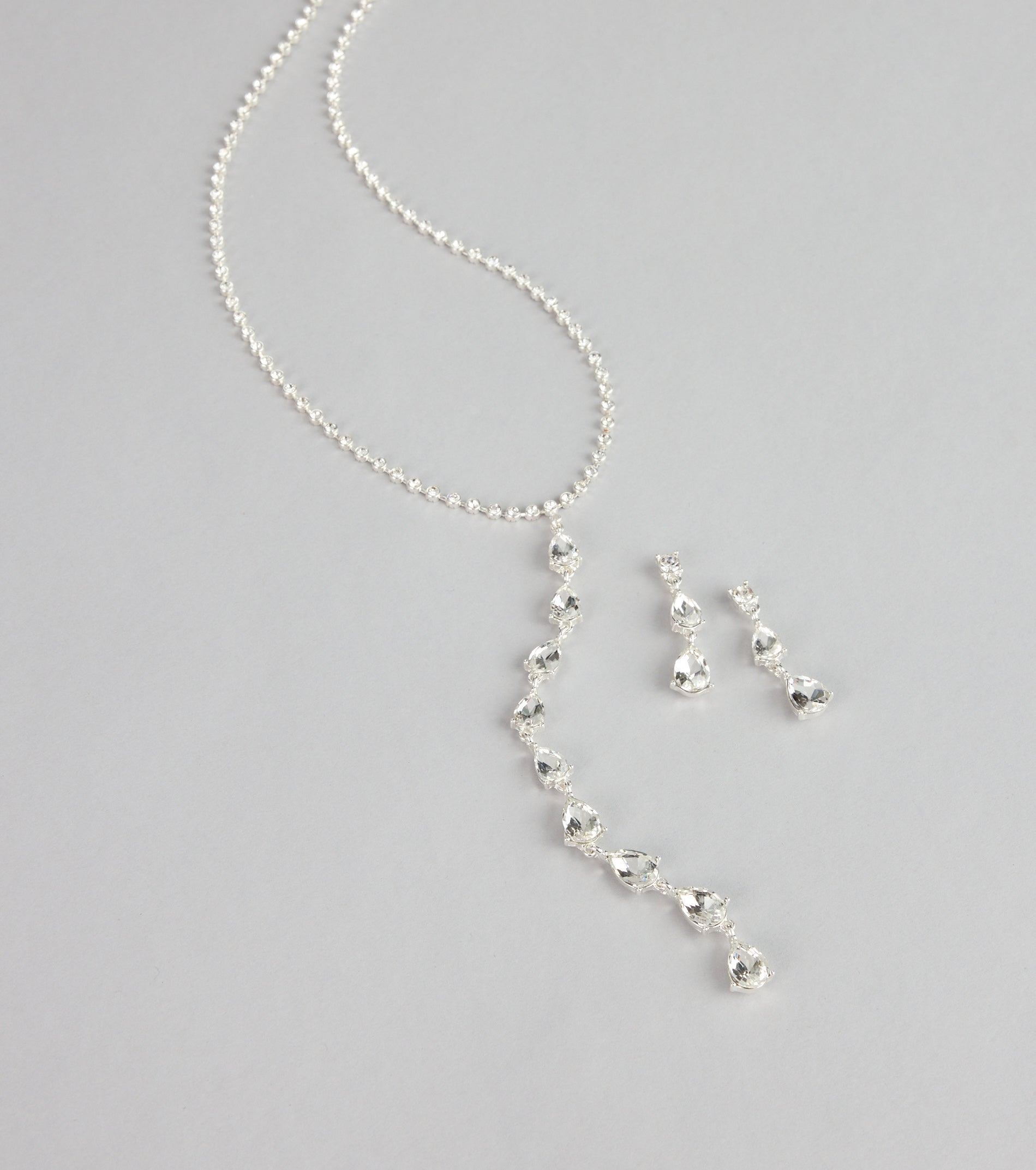 Crystal Drip Necklace And Earrings Set