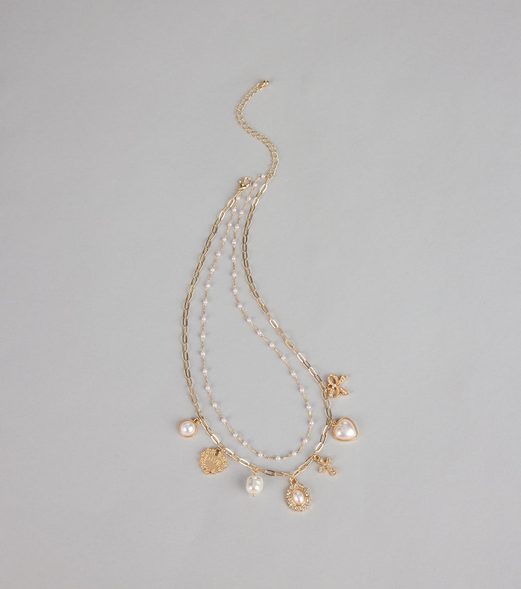 Pearly Keepsakes Layered Charm Necklace
