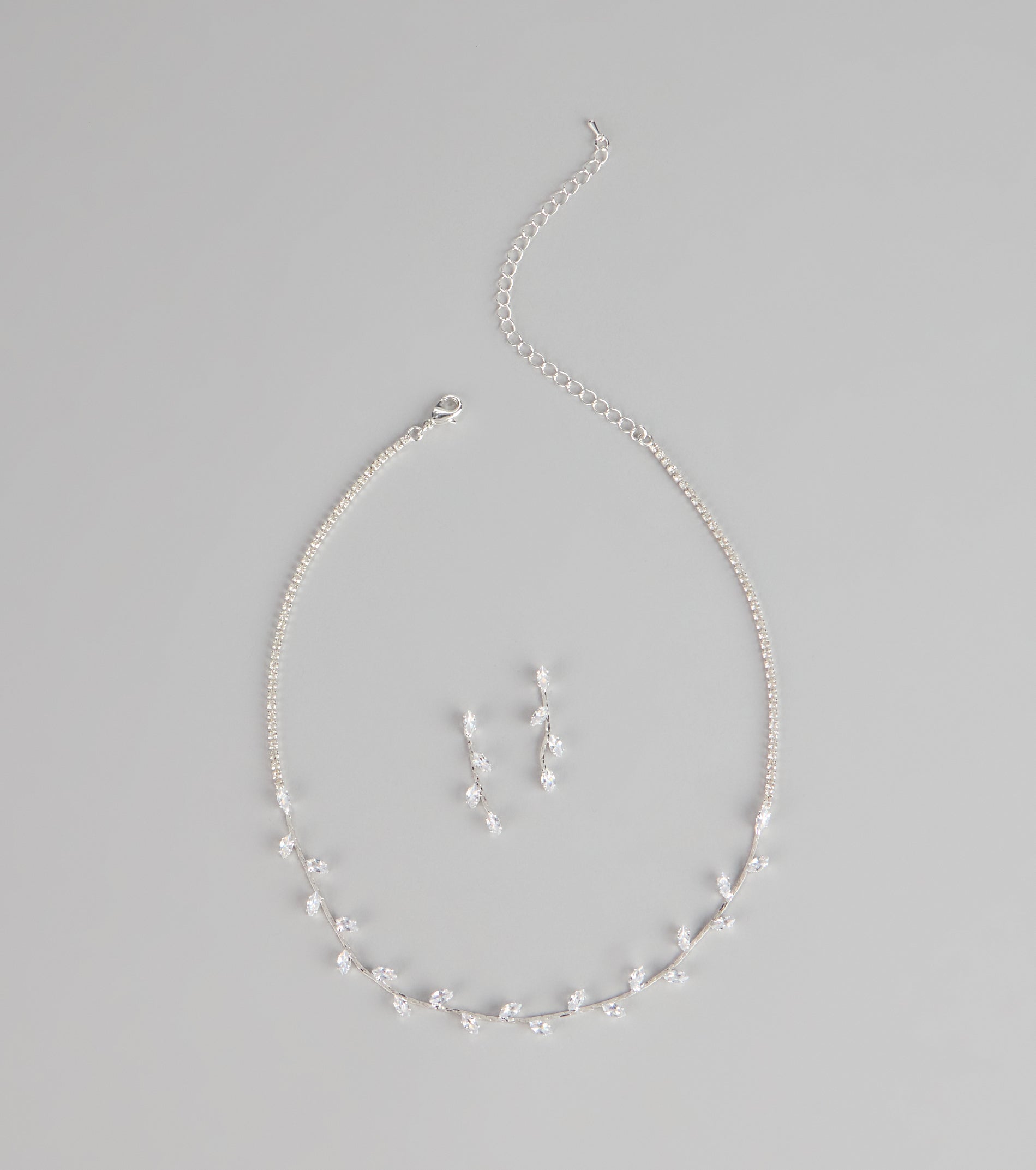 Dainty Shine Rhinestone Necklace And Earrings Set