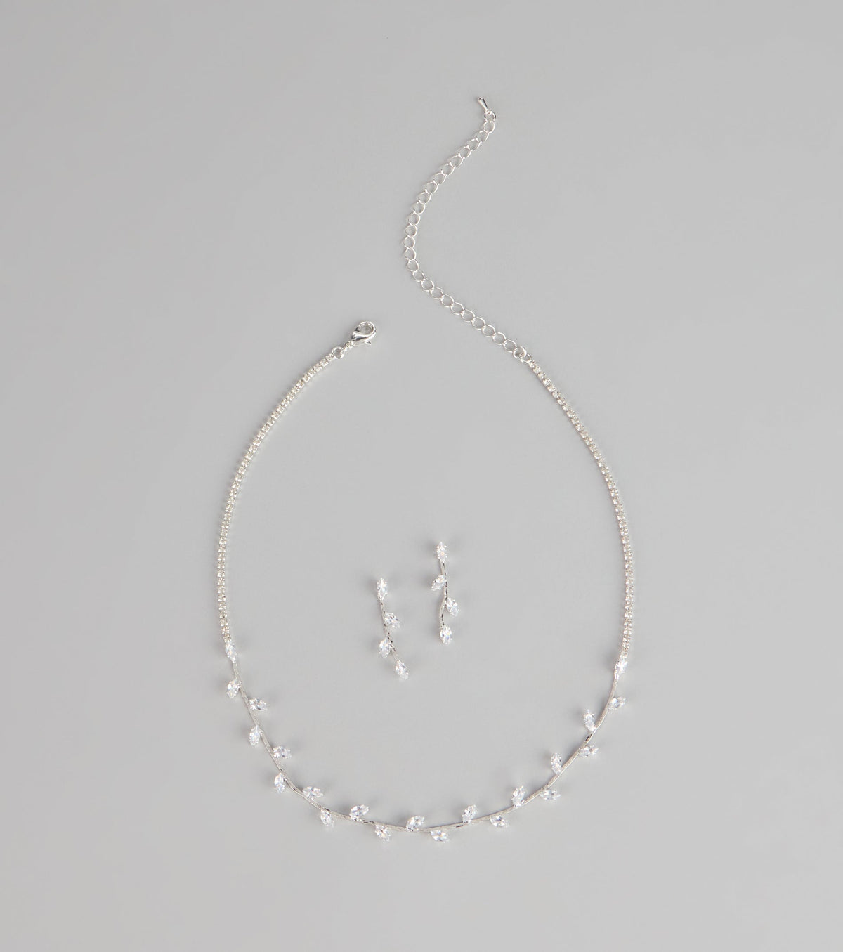 Dainty Shine Rhinestone Necklace And Earrings Set