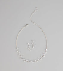 Dainty Shine Rhinestone Necklace And Earrings Set